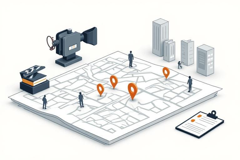 Illustrative image showing maps, camera, and notes representing course topics